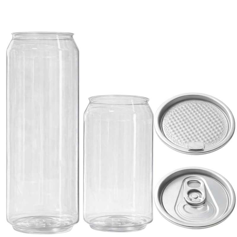 Not Soda clear PET cans and foil lids in 330ml and 500ml