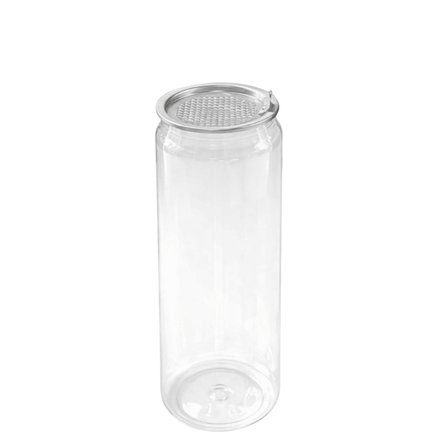 Clear 500ml PET cans with foil lid for beverages, part of a box of 200 PET cans for beverages.