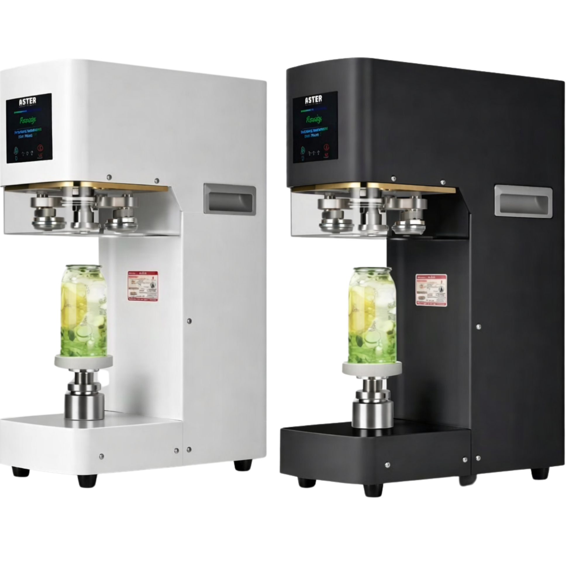 Side view of the Not Soda electric can sealing machine