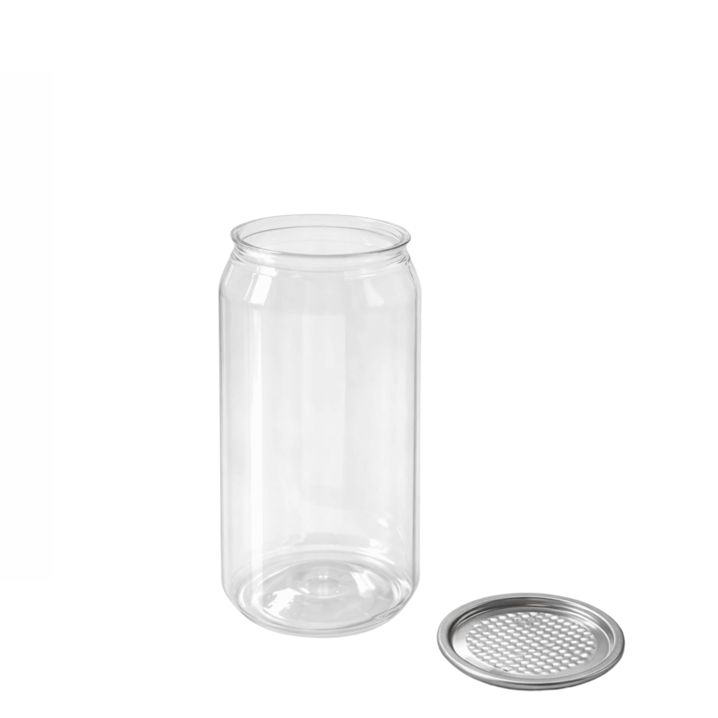 330ml clear PET can with pull-tab foil lid